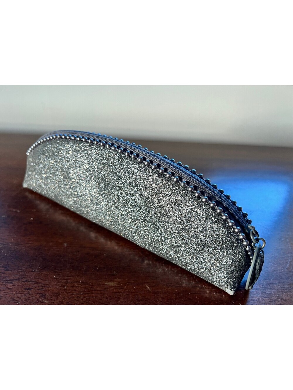 MAC Glitter Cosmetic Bag with Cameo Charm and Beaded Zipper Pull